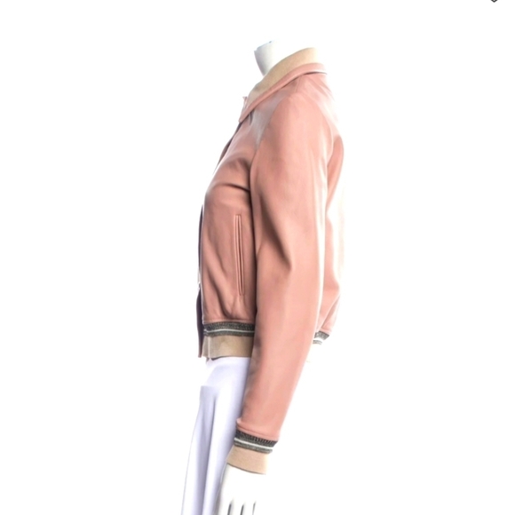 Sandro Paris lambs leather bomber jacket pink small - Picture 2 of 13